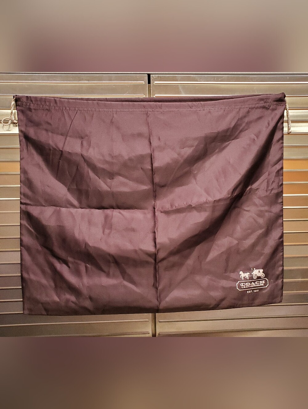 Coach Leatherware Plum Drawstring Dust Bag with White Logo